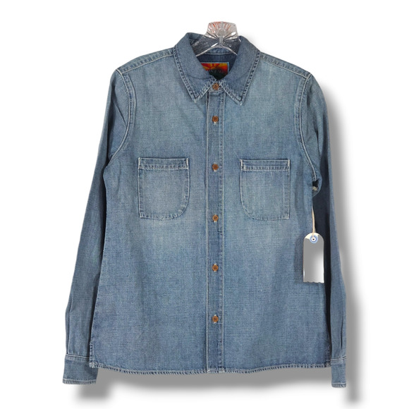 NWT Daily Blue Adriano Goldschmied Birdie Denim Jean Shirt Sz. S Pond Blue - Picture 1 of 9